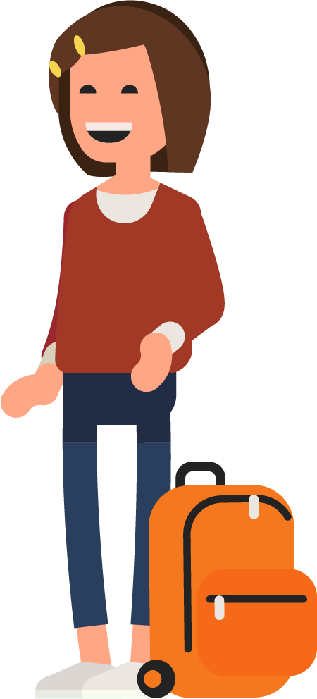 Ein Mädchen mit Rucksack.